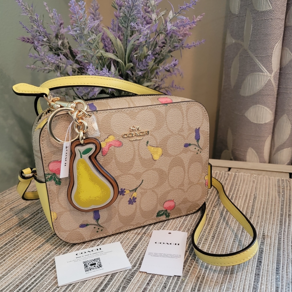 Coach Mini Camera Bag and matching charm with Veggie print